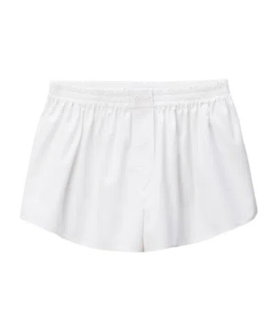 Alexander Wang Pinstripe Elastic-waist Shorts In White