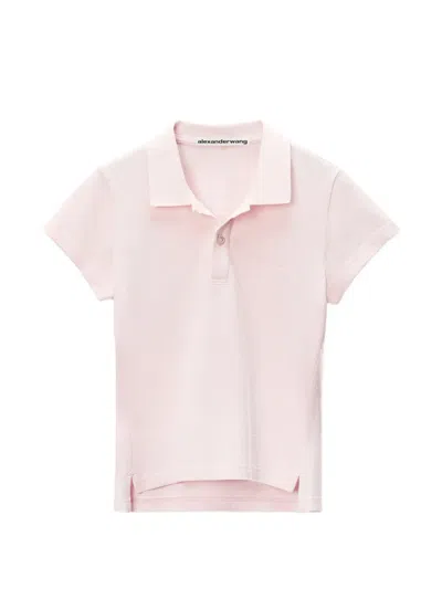 Alexander Wang Crystal-embellished Slim-fit Polo Shirt In Pink