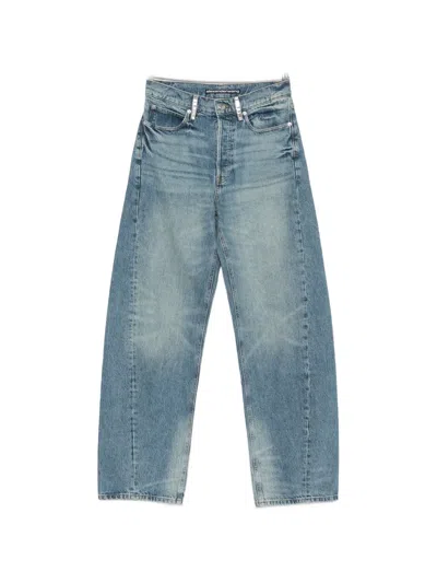 Alexander Wang Crystal-embellished Wide-leg Jeans In Blue