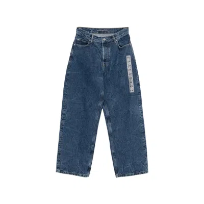 Alexander Wang Crystal-embellished Wide-leg Jeans In Blue