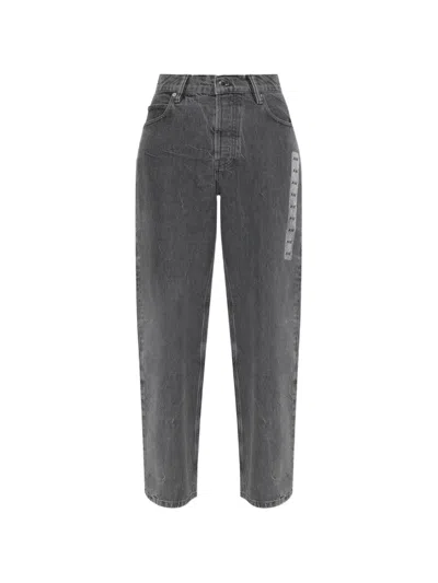 Alexander Wang Crystal-embellished Wide-leg Jeans In Gray