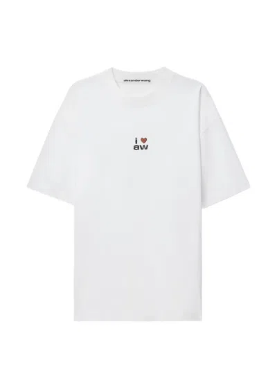 Alexander Wang Crystal-hotfix I Heart Aw Oversized T--shirt In White