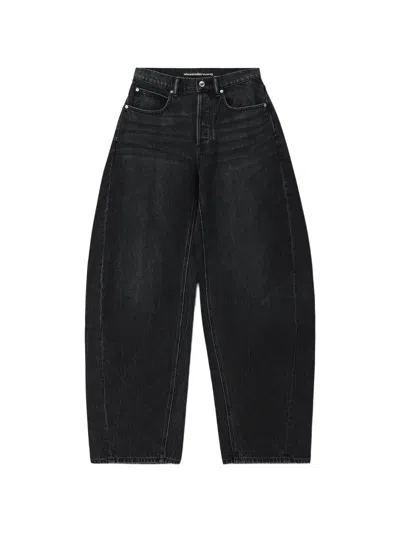 Alexander Wang Crystal-logo Oversized Jeans In Black