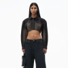 ALEXANDER WANG CURVED CROPPED SHIRT IN COTTON TWILL