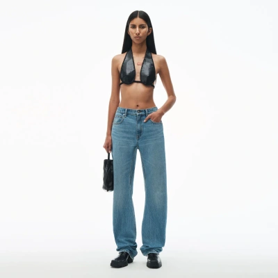 Alexander Wang Curved Mid Rise Jean In Denim In Vintage Light Indigo