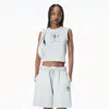 Alexander Wang Cut-off Logo Muscle Tee In Light Heather Grey