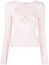 Alexander Wang Crewneck Cut Out Top In Compact Viscose In Blushing Bride