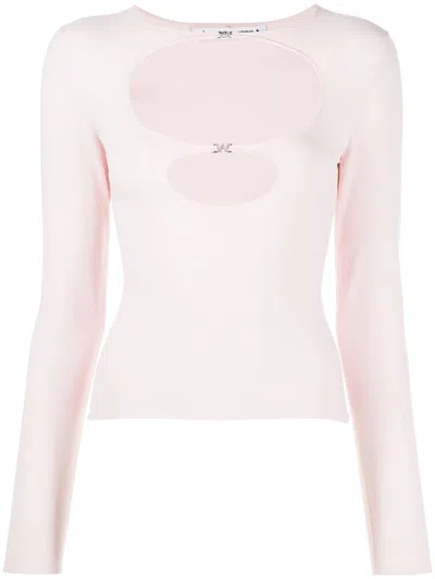 Alexander Wang Crewneck Cut Out Top In Compact Viscose In Blushing Bride