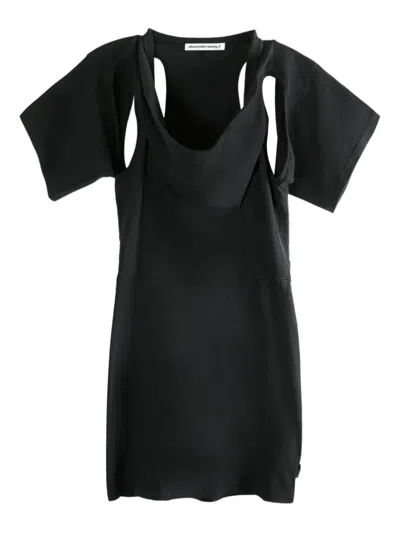 Alexander Wang Cut-out Draped Mini Dress In Black