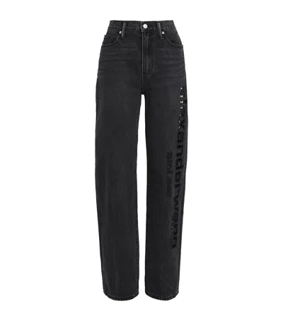 Alexander Wang Cut-out Logo Relaxed Jeans In Grey