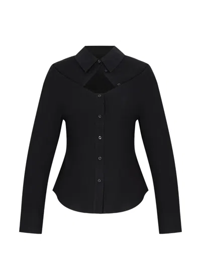 Alexander Wang Cut-out Long-sleeve Shirt In Black