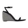 Alexander Wang Dahila Womens Leather Self Covered Crystal Wedge Wedge Sandals In Black