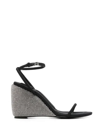 Pre-owned Alexander Wang Dahlia Crystal-embellished Sandals In Black