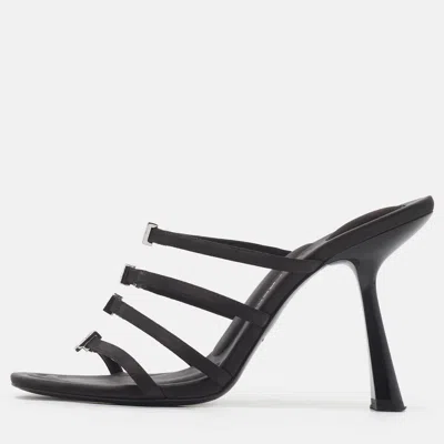 Pre-owned Alexander Wang Dahlia Size 40 Black Satin Slide Sandals