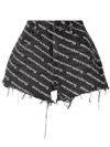 Alexander Wang Logo-print Frayed Shorts In Gray