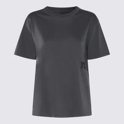 Alexander Wang Dark Grey Cotton T-shirt In Soft Obsidian