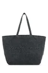 Alexander Wang Dark Grey Denim Punch Shopping Bag In Greyaged