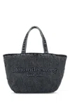 Alexander Wang Dark Grey Denim Small Punch Shopping Bag In Greyaged