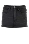 Alexander Wang Black Mid-rise Denim Skort In Greyaged