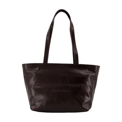 Alexander Wang Debossed Logo Leather Tote Bag In Brown