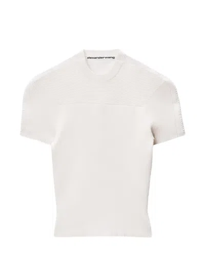 Alexander Wang Debossed-logo Ribbed T-shirt In White