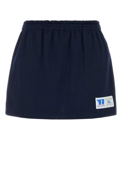 Alexander Wang Navy Blue Deconstructed Athletic Mesh Skort