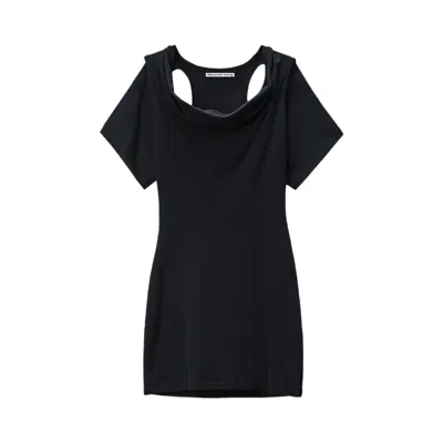 Pre-owned Alexander Wang Deconstructed Cowl Neck Mini Dress 'black' | Women's Size S