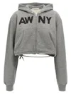 Alexander Wang Cropped Hoodie With Hood And Pockets In Grey
