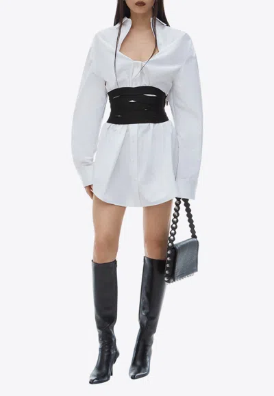 Alexander Wang Deconstructed Mini Shirt Dress In White