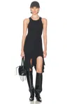 Alexander Wang Deconstructed Rib Cotton Tank Minidress In Black