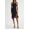 Alexander Wang Deconstructed Rib Cotton Tank Minidress In Black