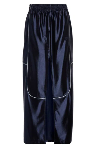 Alexander Wang Deconstructed Satin Faille Jersey Tube Skirt In Navy Grey