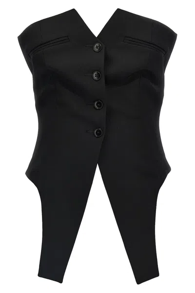 Alexander Wang Deconstructed Strapless Vest Top In Black