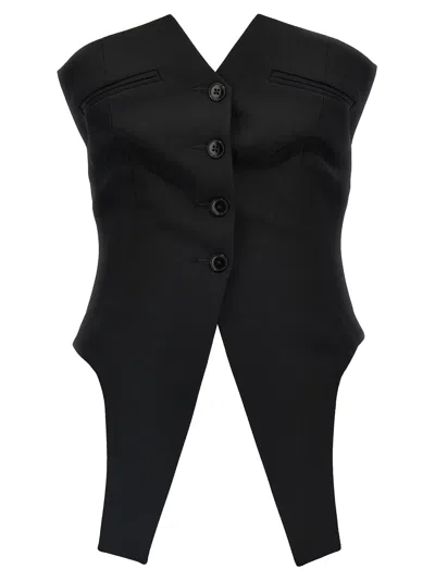 Alexander Wang Deconstructed Strapless Vest Top In Black