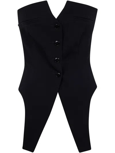 Alexander Wang Deconstructed Strapless Vest Top In Black