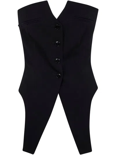 Alexander Wang Deconstructed Wool Vest Top In Black