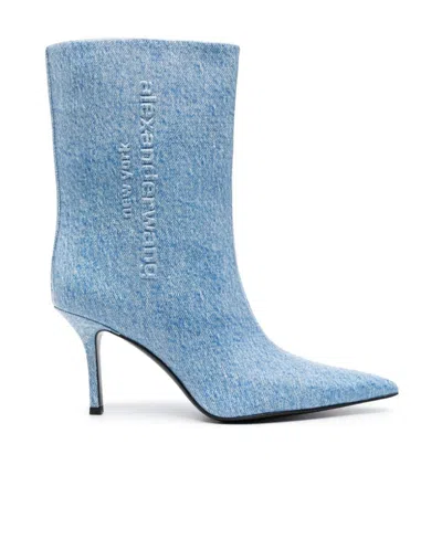 Alexander Wang Delphine 90mm Denim Boots In Blue