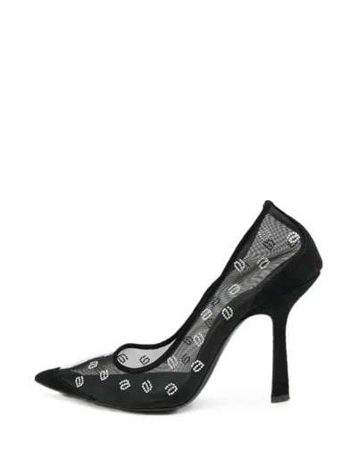 Pre-owned Alexander Wang Delphine Crystal-logo Pumps In Black