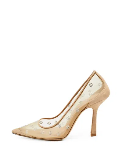 Pre-owned Alexander Wang Delphine Mesh Heeled Pumps In Neutral