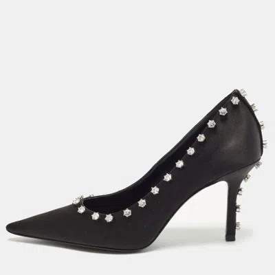 Pre-owned Alexander Wang Delphine Size 35 Black Satin Crystal Embellished Pumps