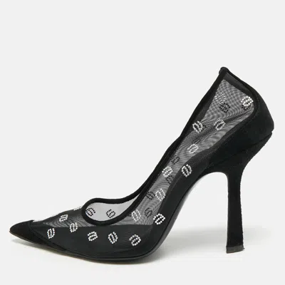 Pre-owned Alexander Wang Delphine Size 38 Black Net And Suede Pumps