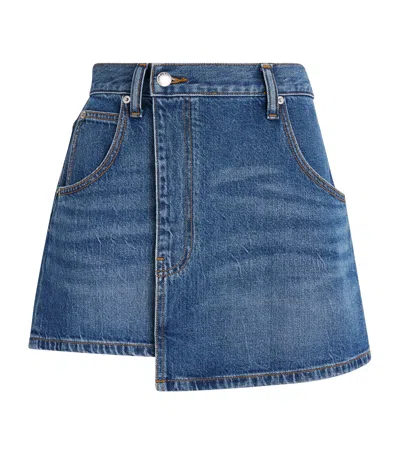 Alexander Wang Denim Asymmetric Wrap Skirt In Blue