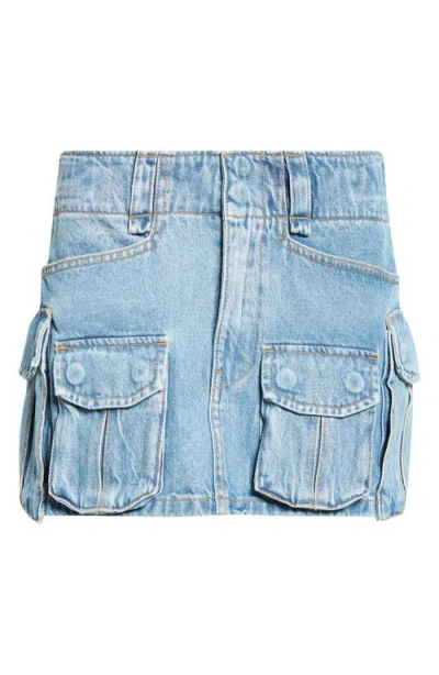 Alexander Wang Denim Cargo Miniskirt In Vintage Light Indigo