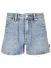 Alexander Wang Denim Shorty Embellished Shorts In Blue