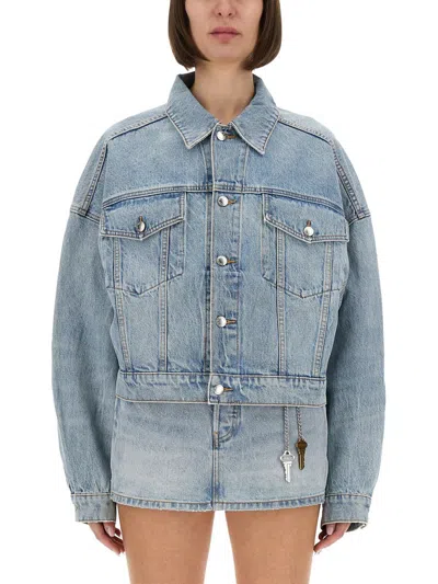 Alexander Wang Denim Clip-on Trucker Jacket In Blue