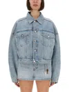 Alexander Wang Boxy Fit Denim Trucker Jacket In Blue