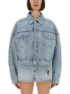 Alexander Wang Boxy Fit Denim Trucker Jacket In Blue