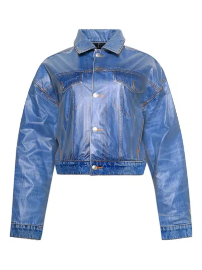 Alexander Wang Denim-effect Puffer Jacket In Blue