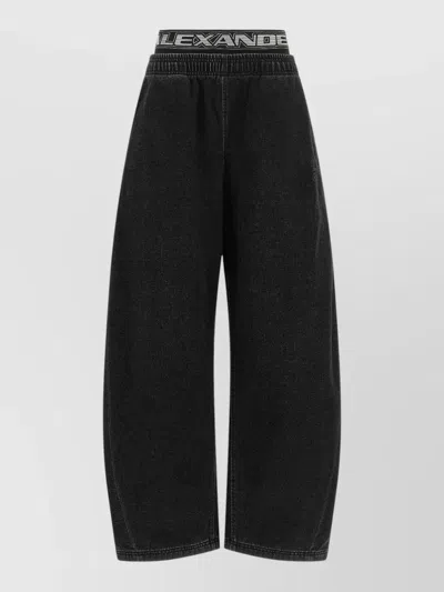 Alexander Wang Denim Elastic-waist Straight-leg Jeans In Black