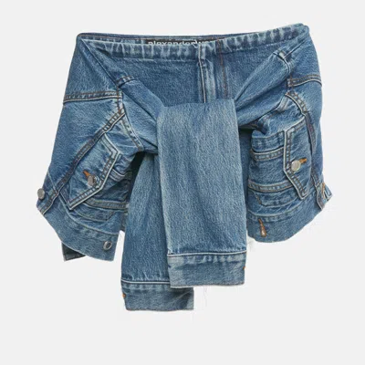 Alexander Wang Denim Jacket Trim Skorts In Blue